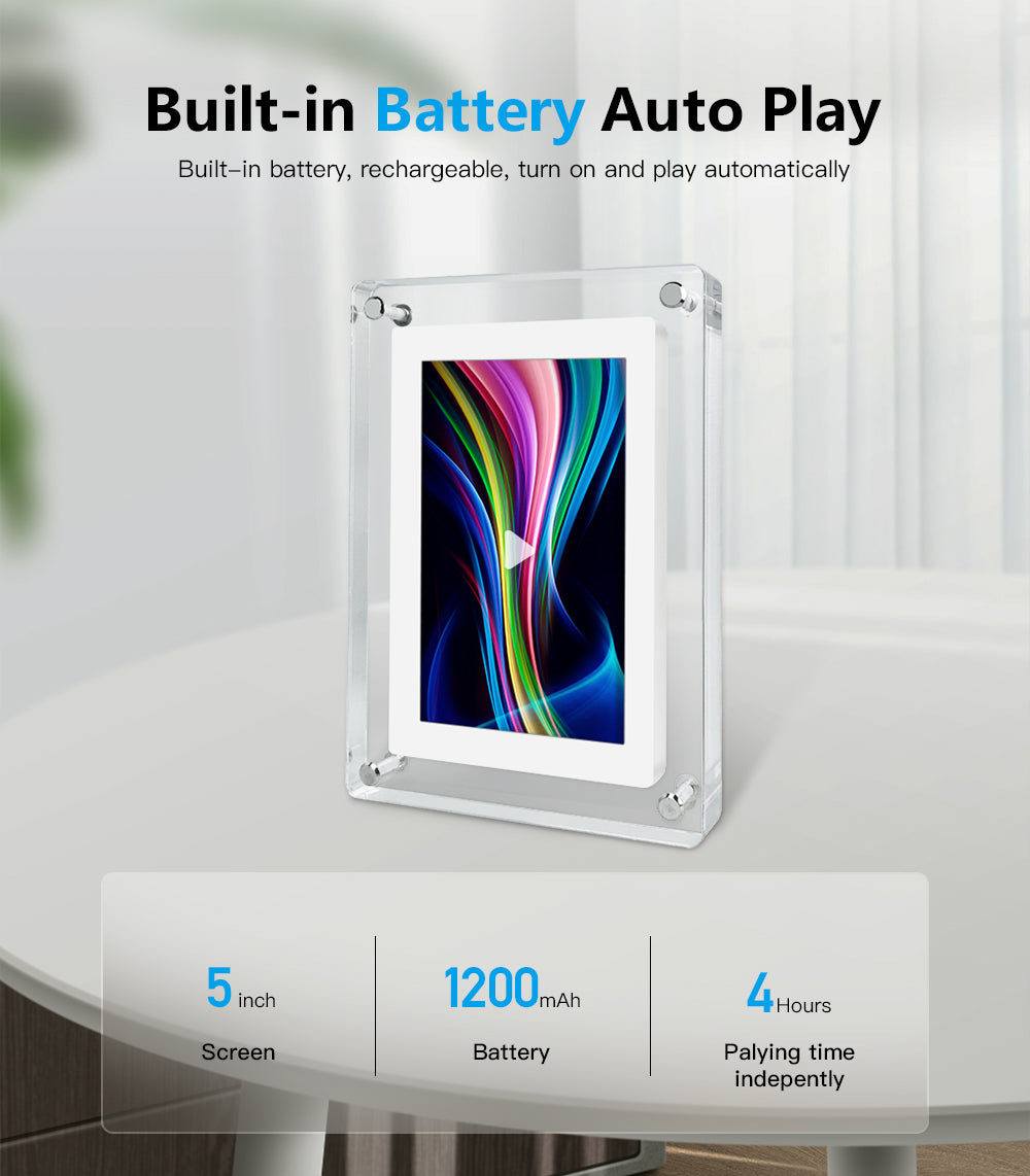 5-Inch Digital Photo Frame – HD LCD Display, Auto Slideshow, Plug & Play | Ideal Gift for Home or Office